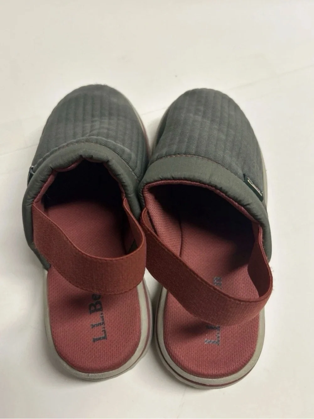 LL Bean Airlight Kelp Green Mule Slippers Elastic Kids Size 12-13